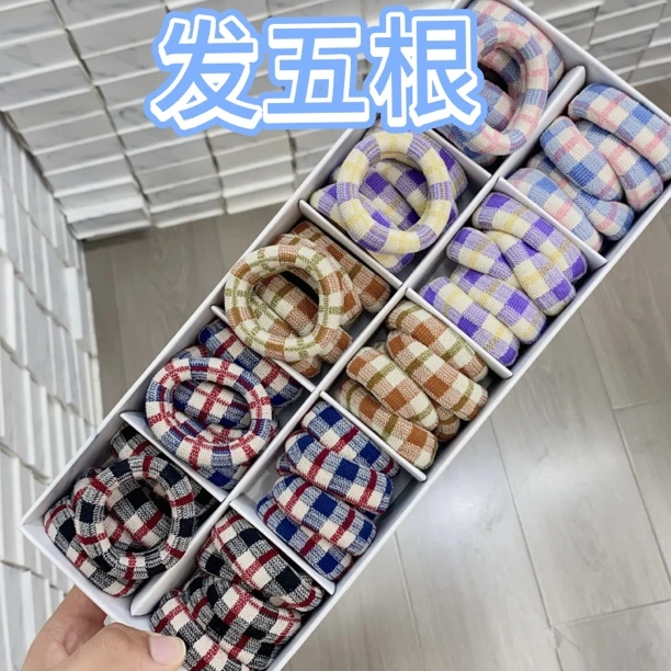 【YB-61224】 发5根格子成人大童儿童发圈可爱女童儿童配饰发绳发饰