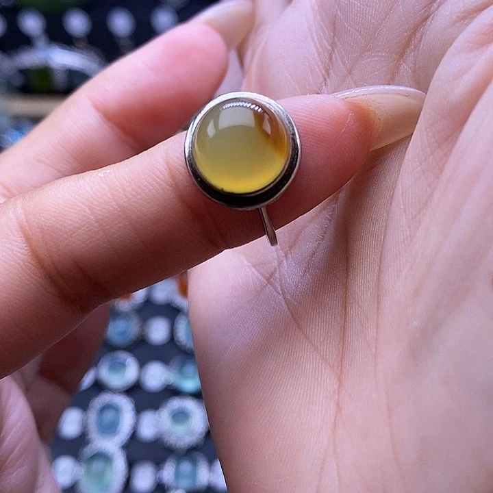 岫玉银S925镶嵌戒指
