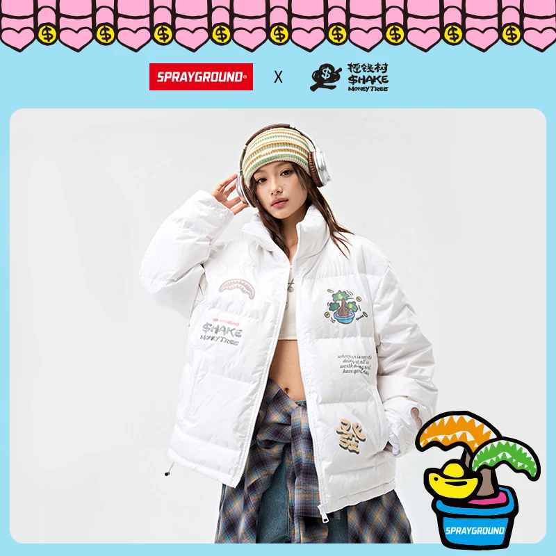SPRAYGROUND鲨鱼嘴冬季羽绒服保暖加厚宽松刺绣免洗HD WE041305