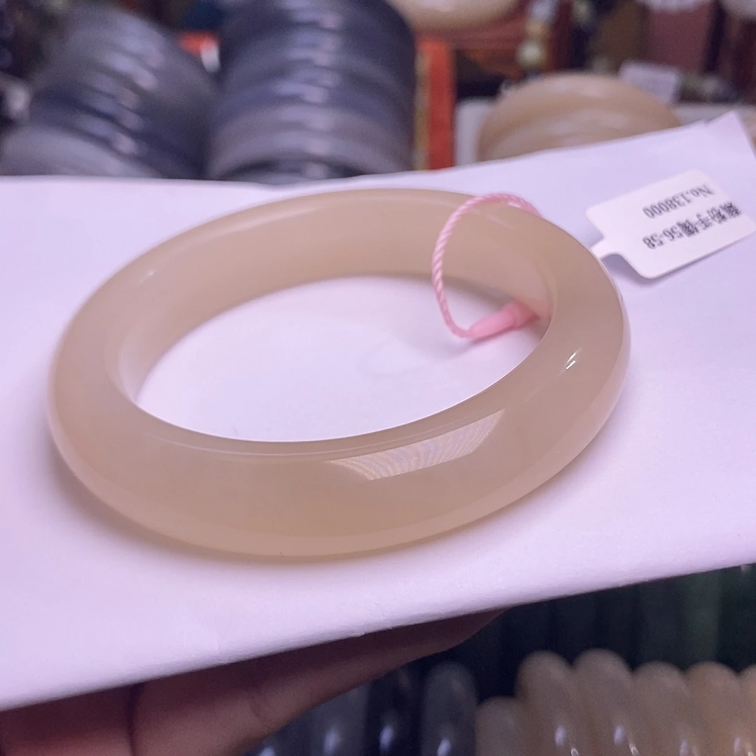 和田玉未镶嵌颈饰浓藕粉红粉老矿料手镯57