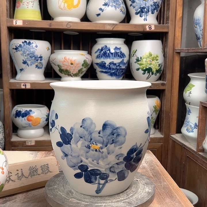 陶圆口兰兰牡丹陶瓷