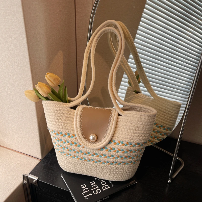 2025新款度假草编包包新款小众大容量沙滩编织手提包洋气单肩包