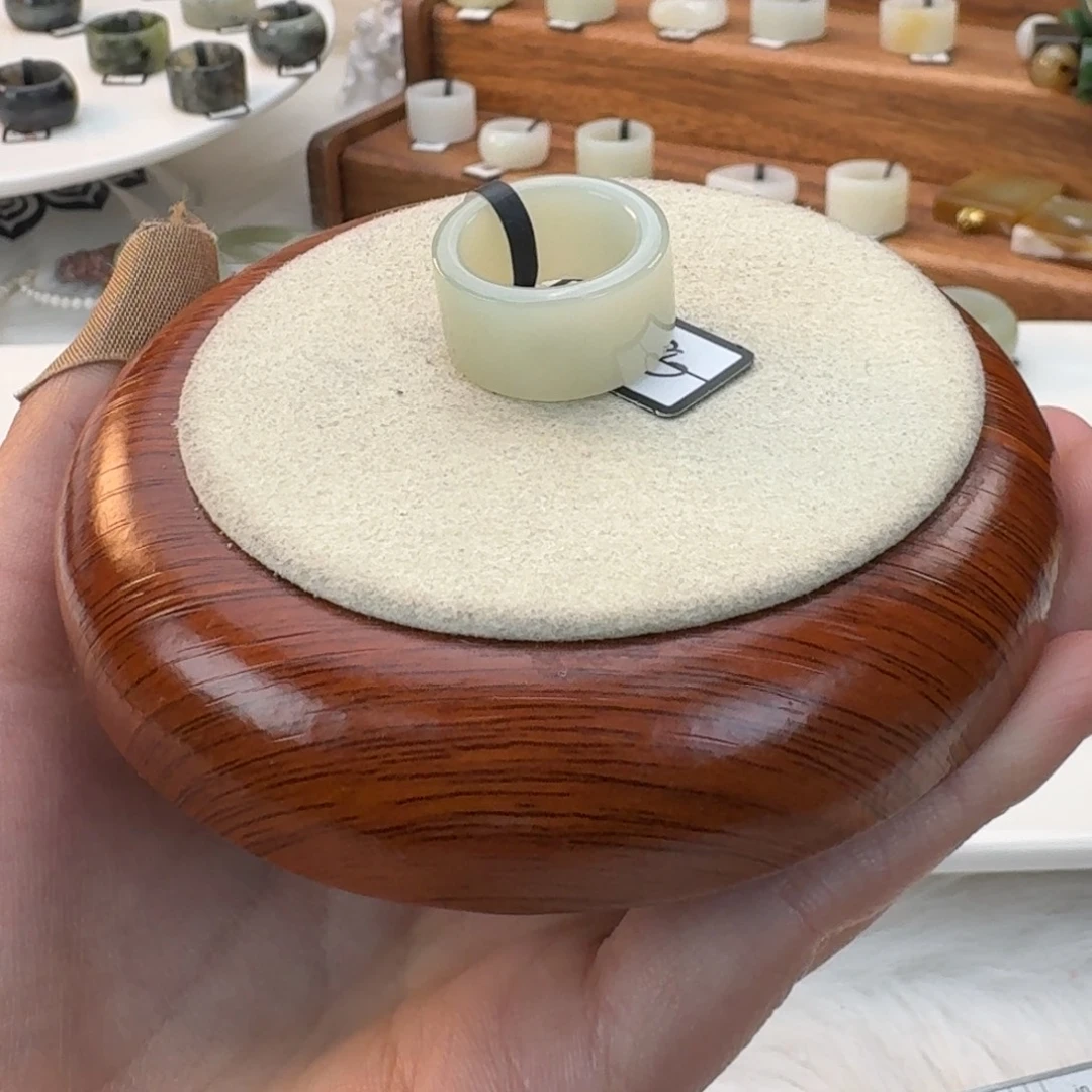 和田玉未镶嵌戒指晴水圆切16.32mmj153