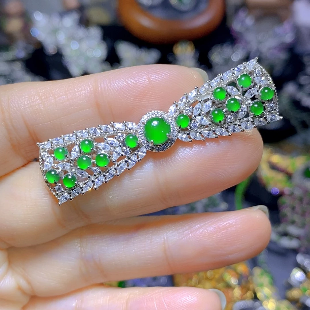 翡翠颈饰银S925镶嵌天然翡翠