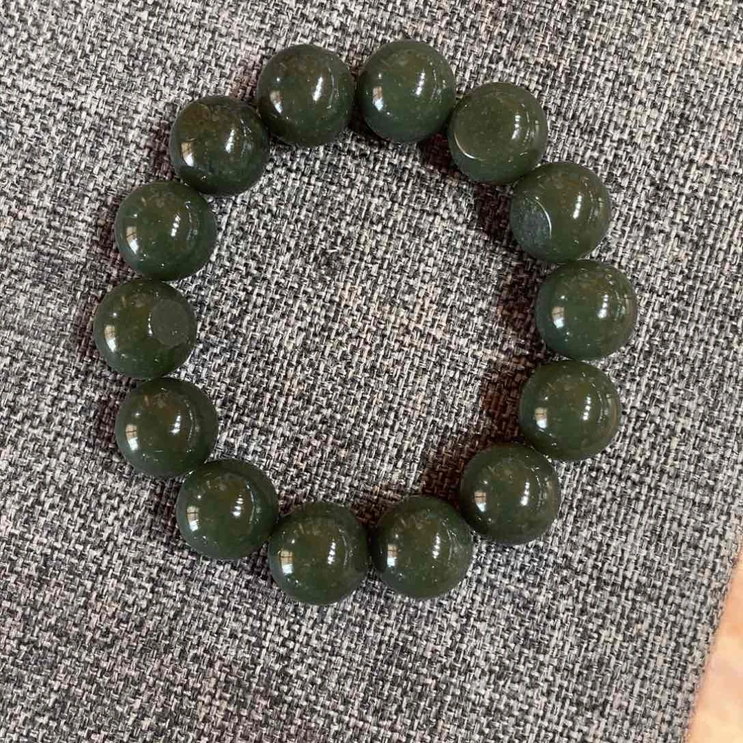 和田玉手串未镶嵌青玉卡16