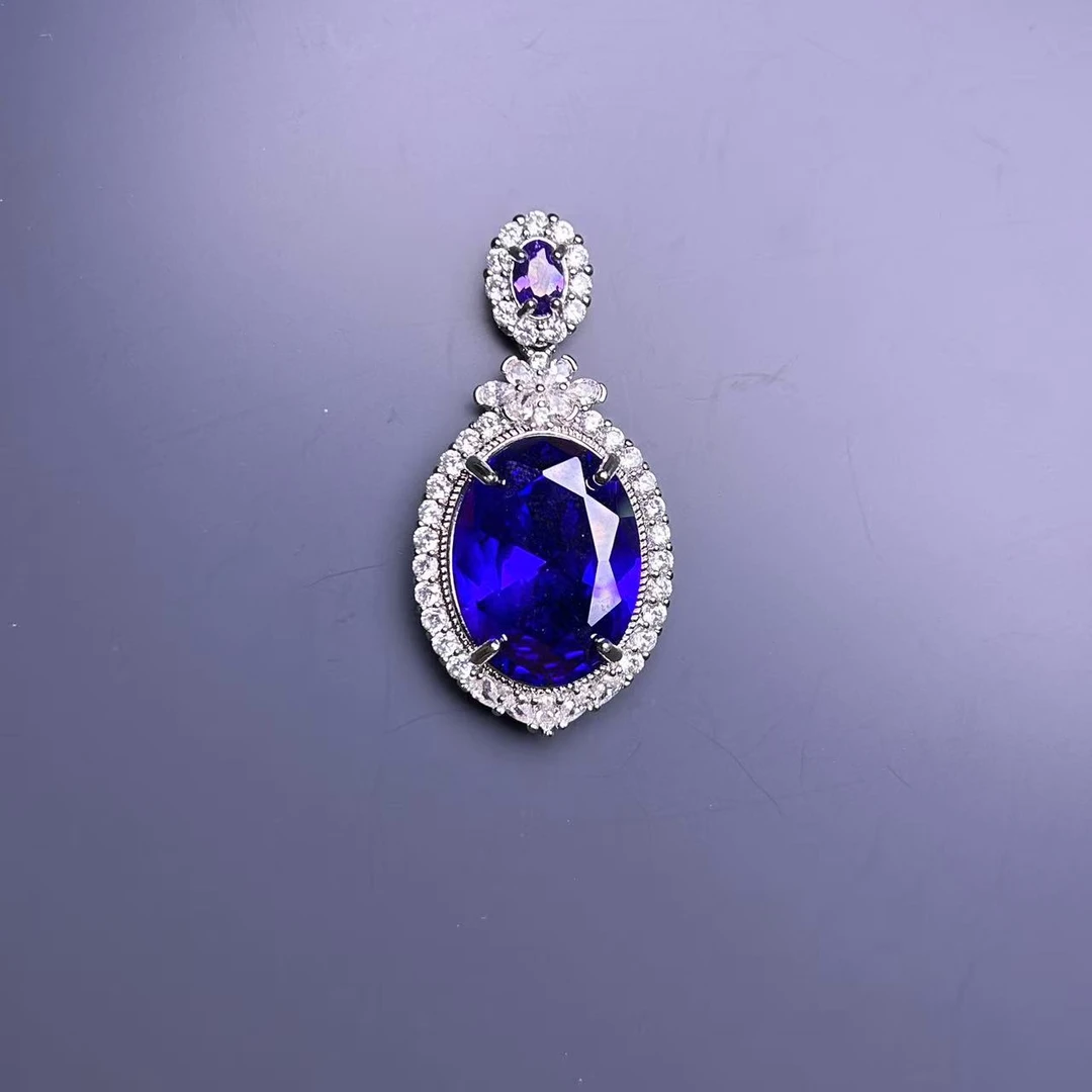 B2004气质时尚大气饰品深蓝色吊坠精美轻奢