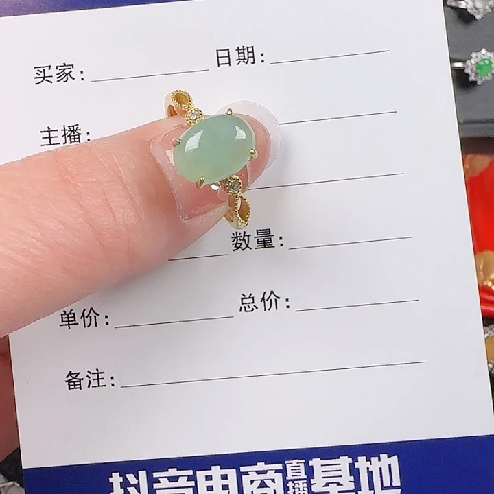 翡翠戒指银S925镶嵌缅甸天然a货翡翠s925银镶