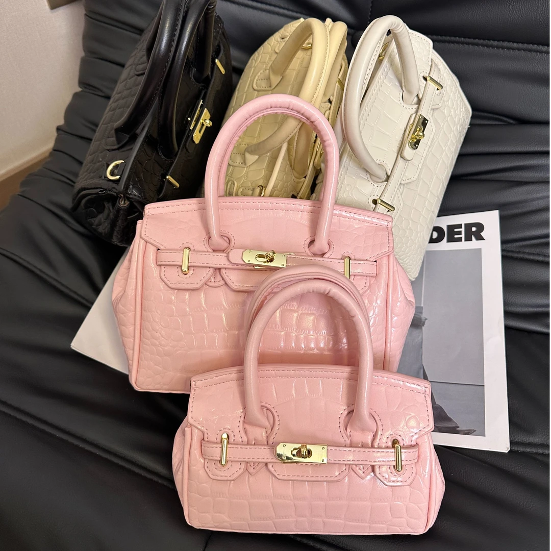 【礼礼】时尚鳄鱼纹轻奢凯莉包包气质百搭手提斜挎铂金包小众女包