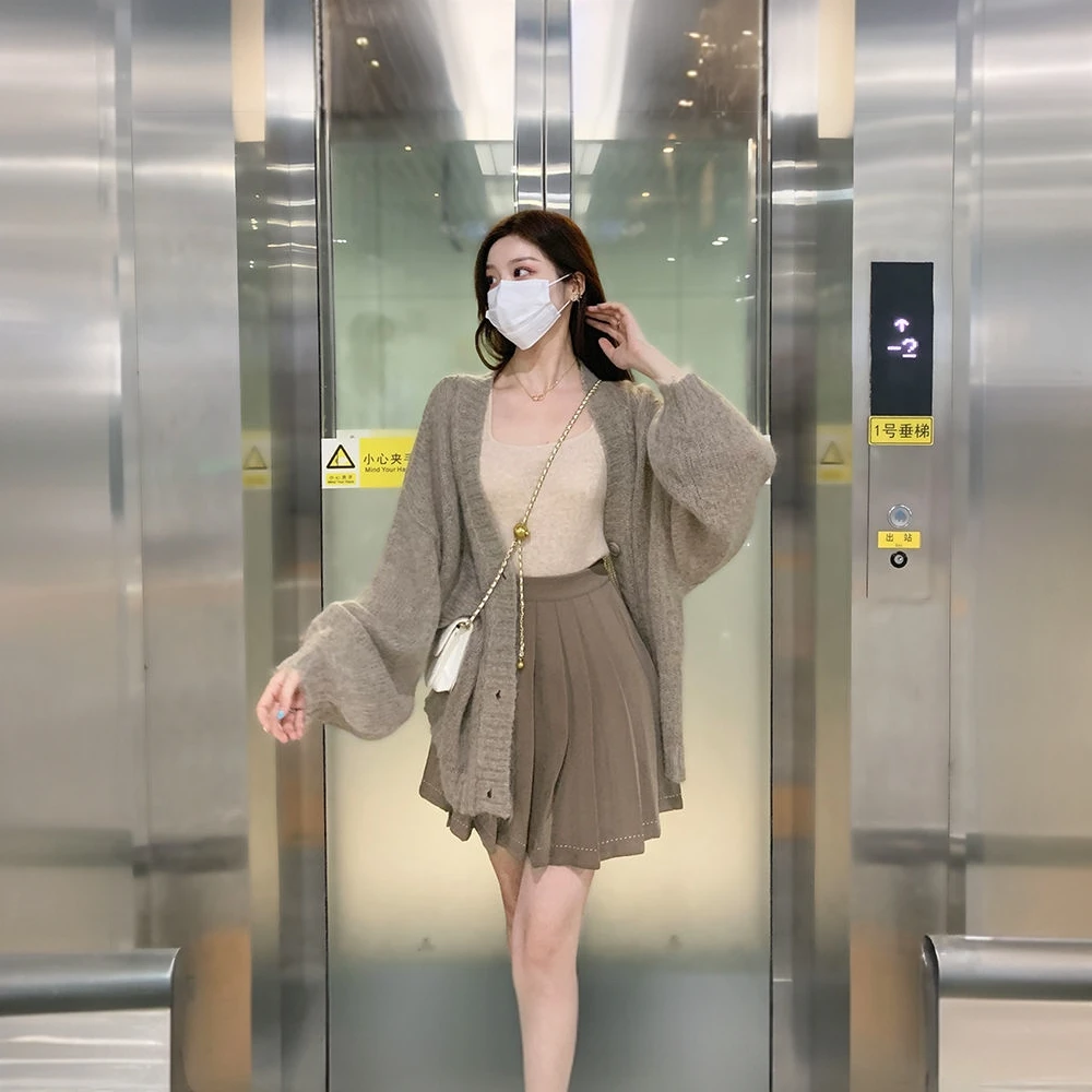 秋冬装慵懒风毛衣宽松薄款外穿法式小众上衣针织开衫显瘦长袖网红