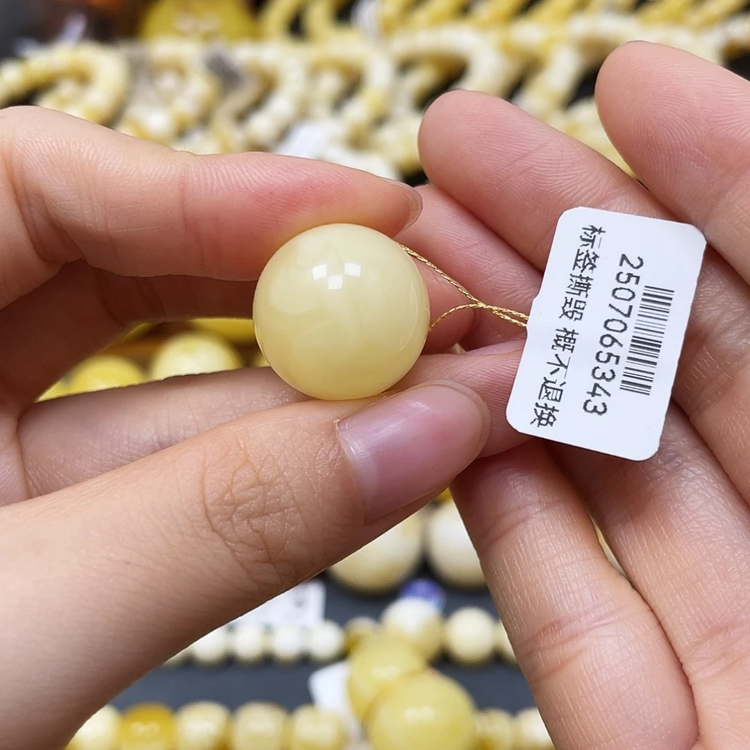 未镶嵌蜜蜡裸石沁色圆珠18.1mm