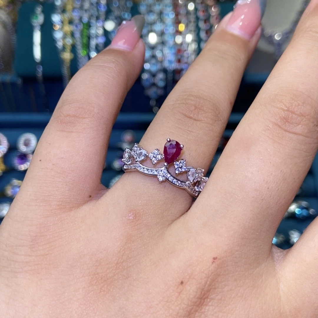 银S925镶嵌戒指红宝石