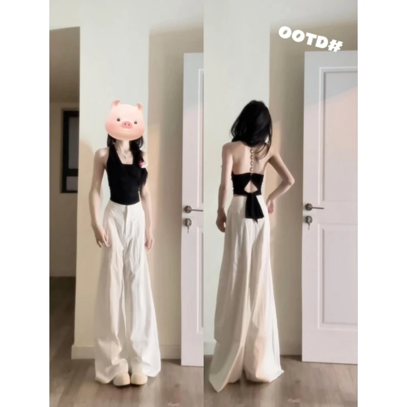 挂脖吊带背心女带胸垫外穿性感辣妹内搭设计感美背独特漂亮小衫夏