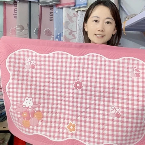 棉纱布棉粉色小格子