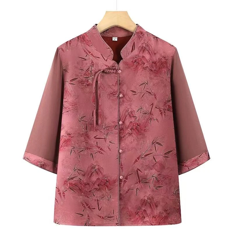 9237-春装衬衫上衣妈妈夏季小衫中式衬衣衣服女【新仓库西边楼梯】