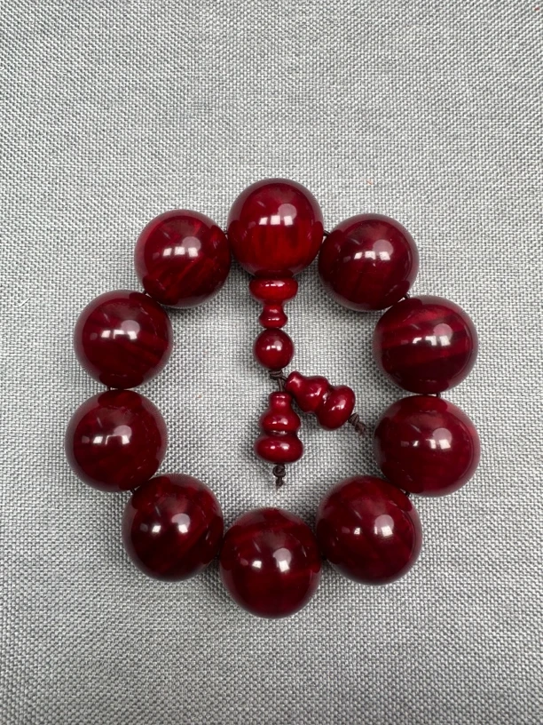 【帝王血龙木】2.5×10颗大规格红油单圈手串