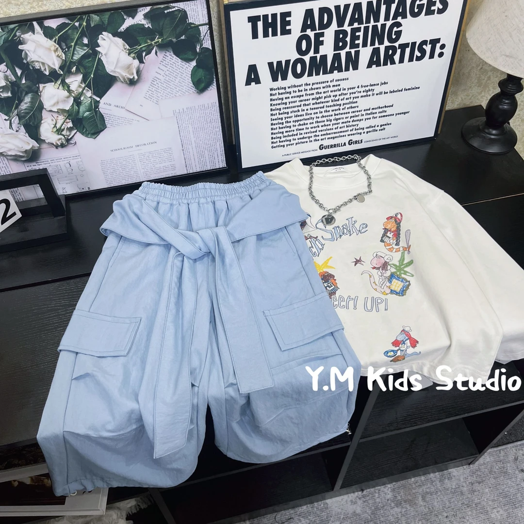 【Y.M KIDS】【屁帘绑带】2025春夏季新款儿童休闲长裤韩版中大童裤子