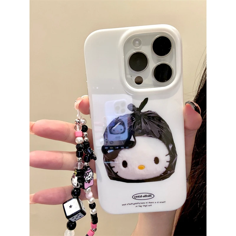 适用苹果iphone16promax垃圾袋猫咪15pro创意链条14ins风13手机壳