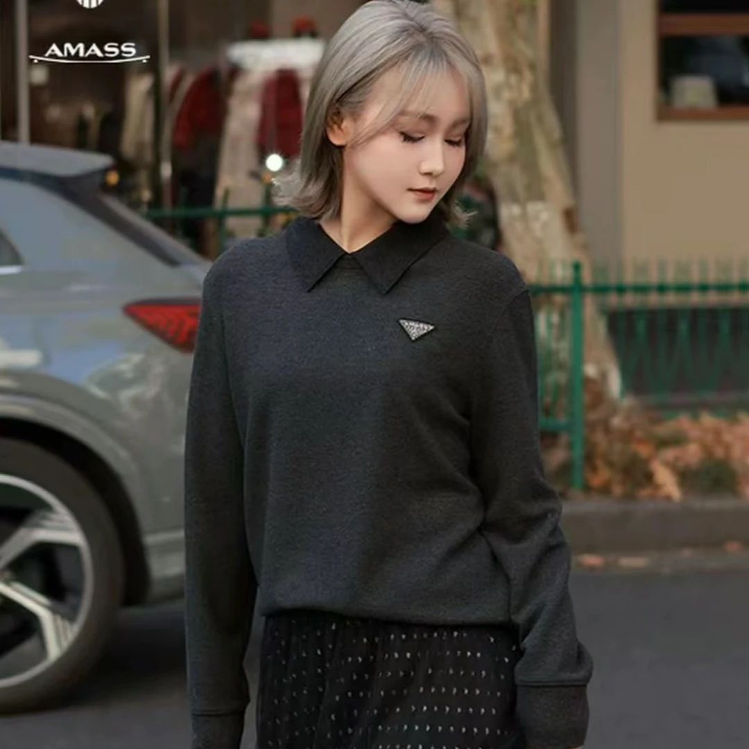 阿玛施【官方正品】 新款秋冬松弛感磨毛钻石绒发热百搭卫衣530113