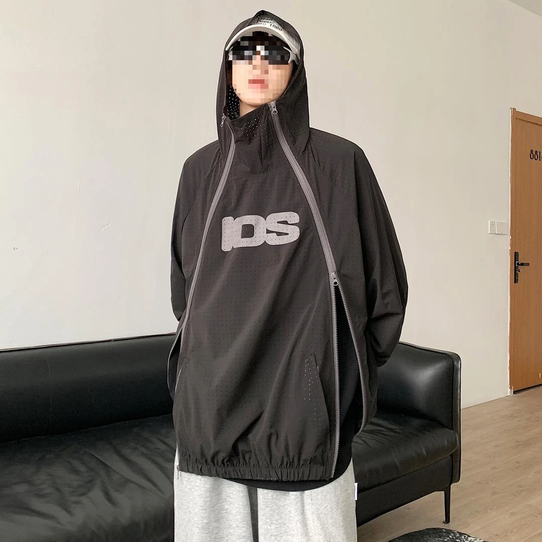 户外夏季防晒衣男外套双拉链连帽薄款钓鱼遮阳服情侣网眼透气速干