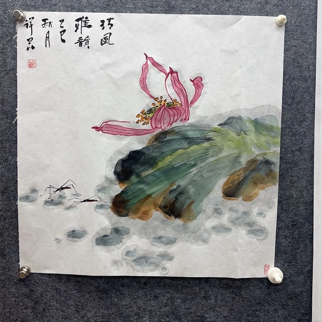 国画盛祥昆手绘荷花图