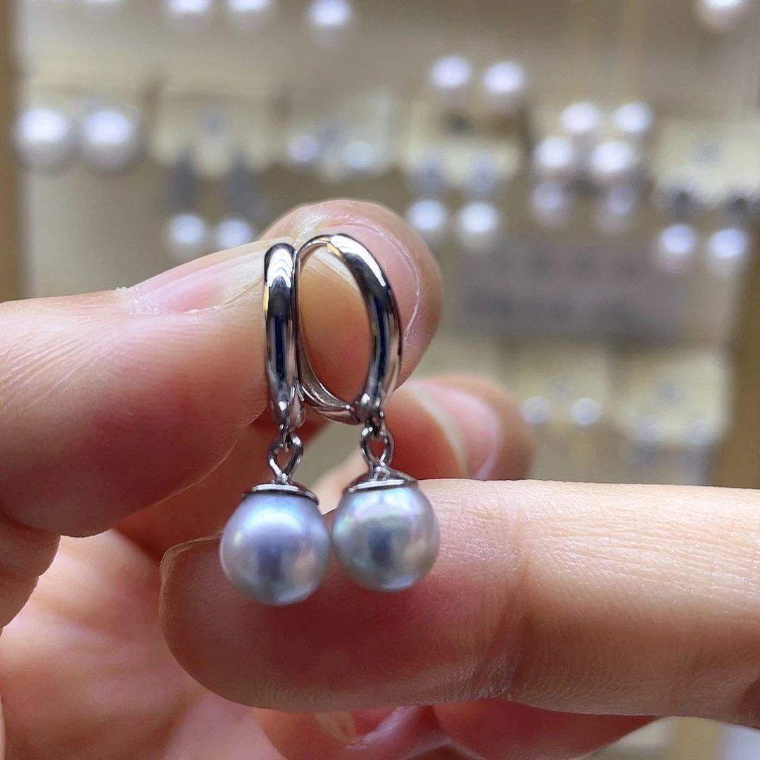 海水珍珠耳饰银S925镶嵌