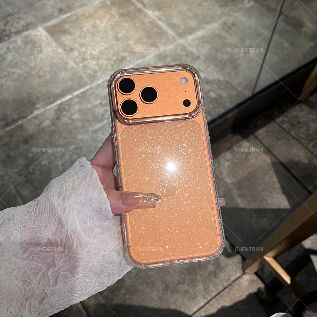 闪粉大孔透明保护壳适用苹果17promax手机壳简约iPhone15/14硬