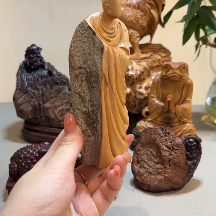 木崖柏无相佛摆件