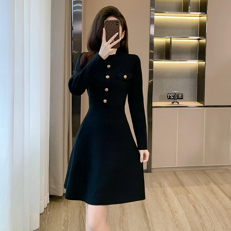 长裙杭州四季青轻奢法式裙子女小个子白色洋气小黑裙高档女款毛子
