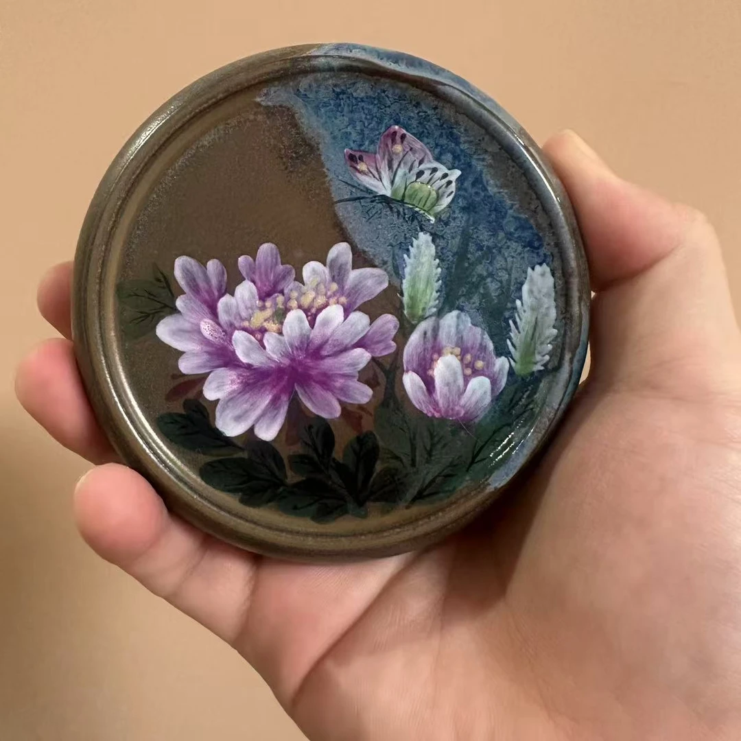 柴烧牡丹茶托