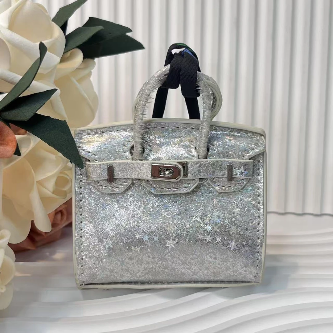 新款潮玩mini耳机包钥匙时尚挂件原创真皮稀有皮铂金包