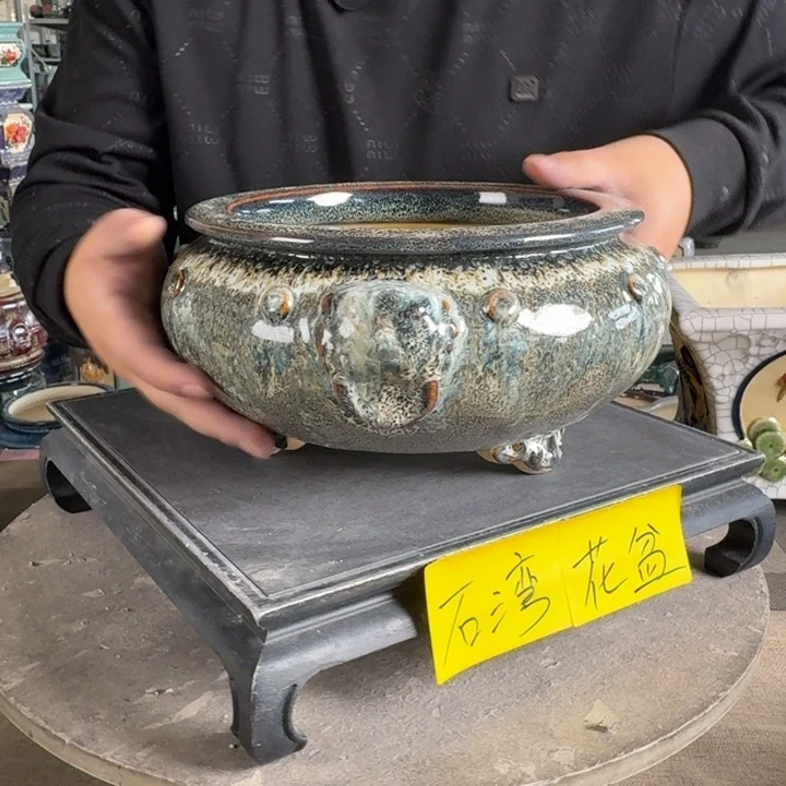 。一风堂石湾花盆 高温裂 内19^10