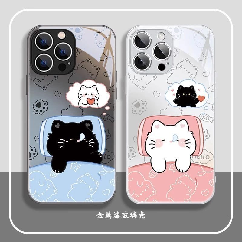 液态金属情侣猫适用苹果16e手机壳iphone15华为oppo小米vivo防摔4