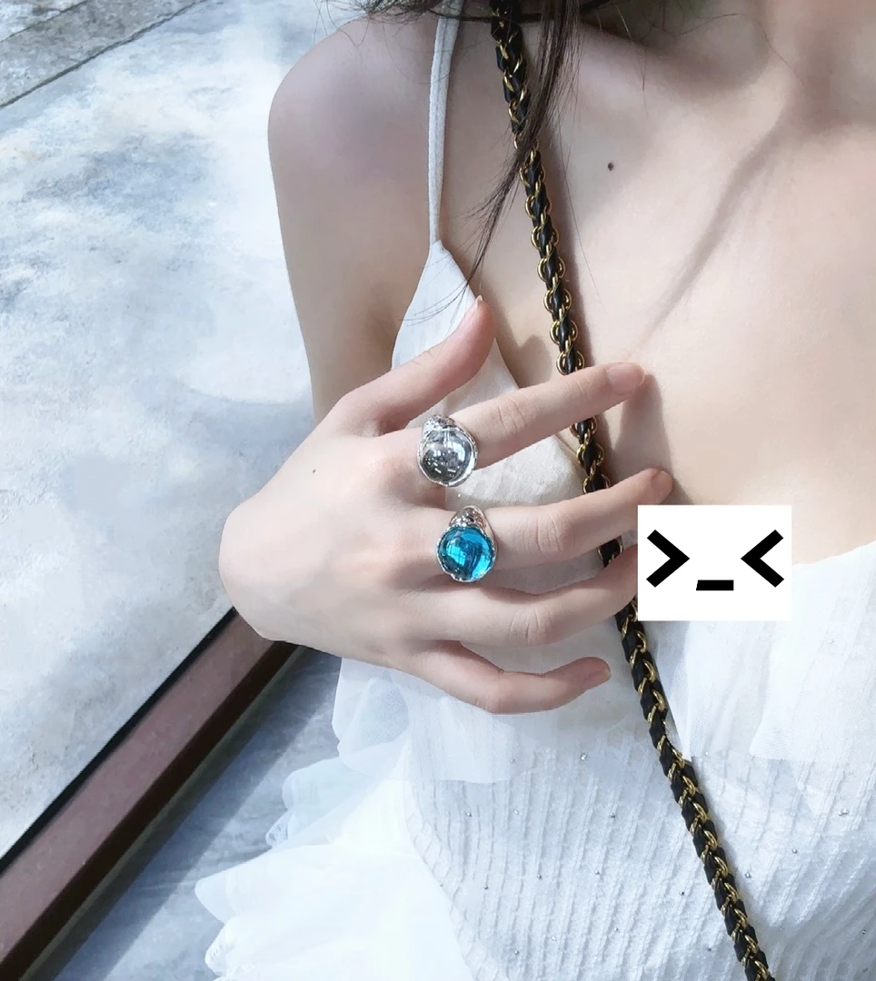 铜合金戒指 小众女原创设计镶嵌饰品复古指环no退no换