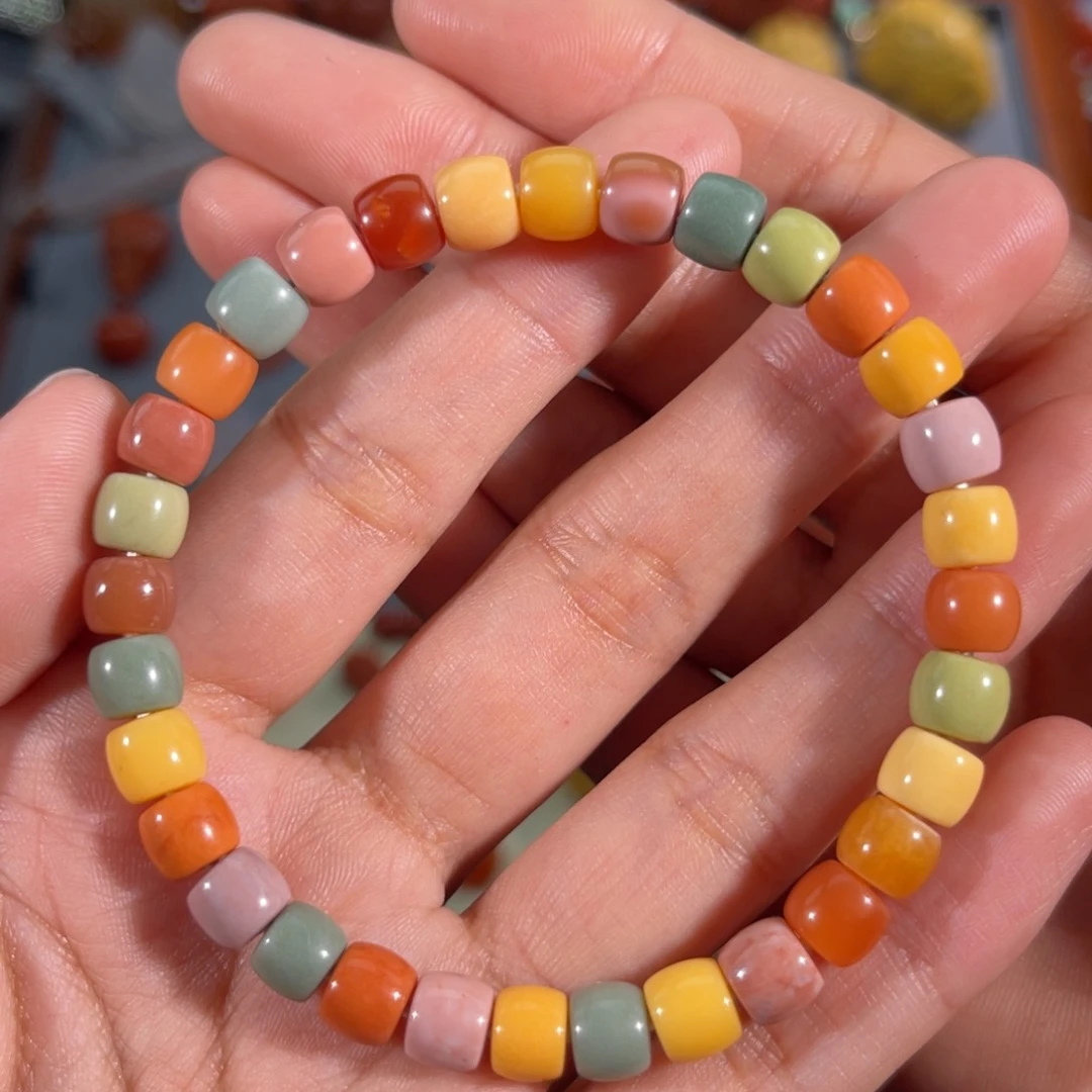 石英质玉（黄龙玉）多宝直切手串7.1左右。不退不换未镶嵌