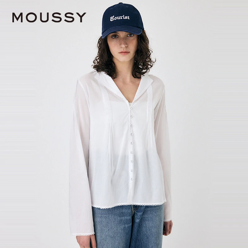 moussy 2025春季新品法式优雅通勤慵懒感薄款衬衫女010ISS30-1541
