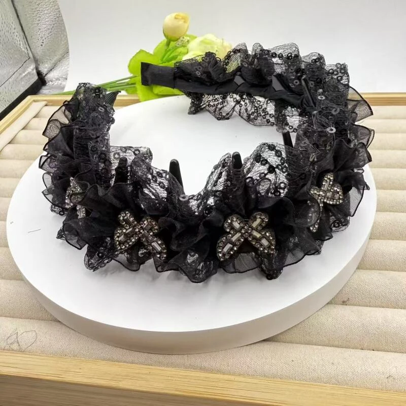 诗泊雅 满钻蝴蝶气质时尚百搭减龄高颅顶手工发箍