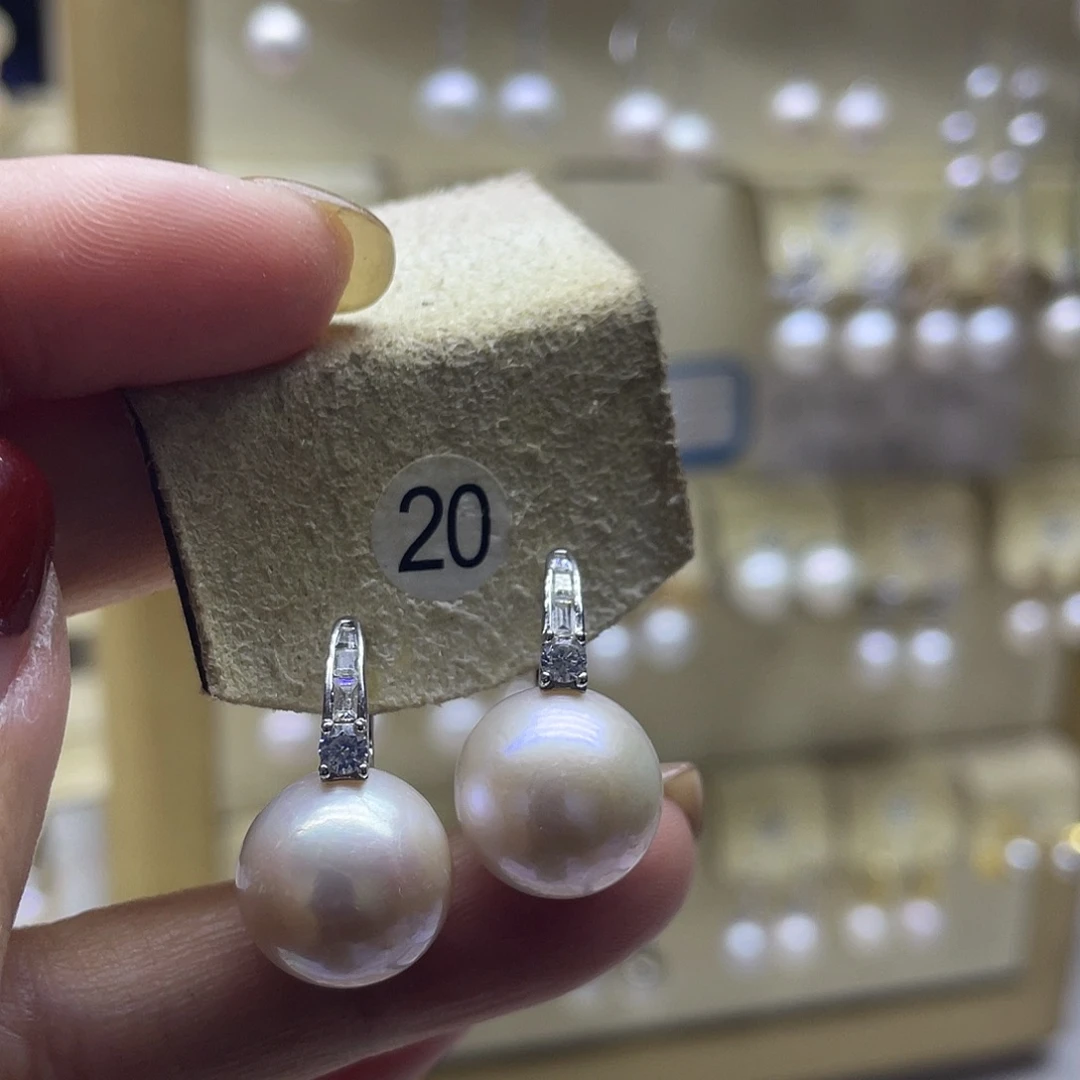 淡水珍珠耳饰银S925镶嵌
