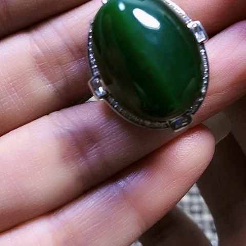 和田玉银S925镶嵌戒指