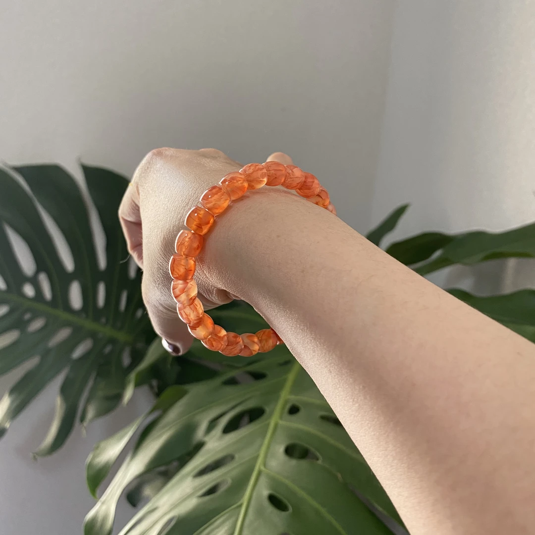 天然龙纹玛瑙手串老型直切约8*7.5mm约24粒多样性发货