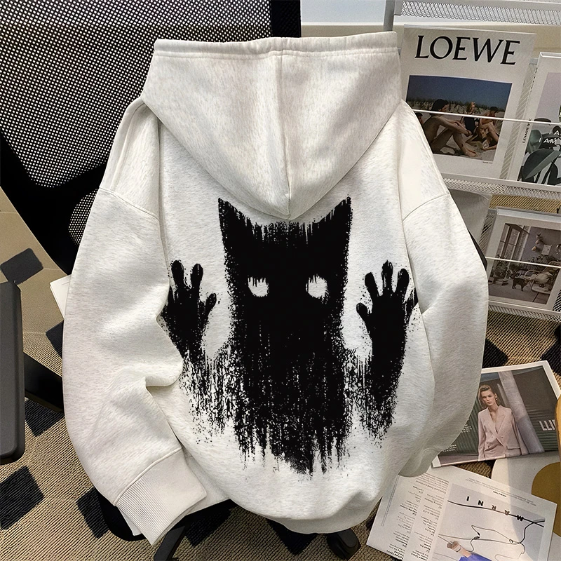 重磅500克加绒加厚连帽卫衣宽松双层帽痞帅涂鸦秋冬长袖男装百搭R