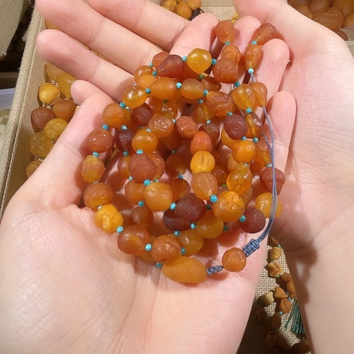 琥珀未镶嵌颈饰蜜蜡海漂手串