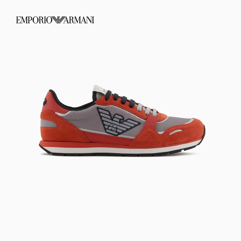 TC-EMPORIO ARMANI/男鞋低帮系带网面拼接复古运动休闲鞋官方
