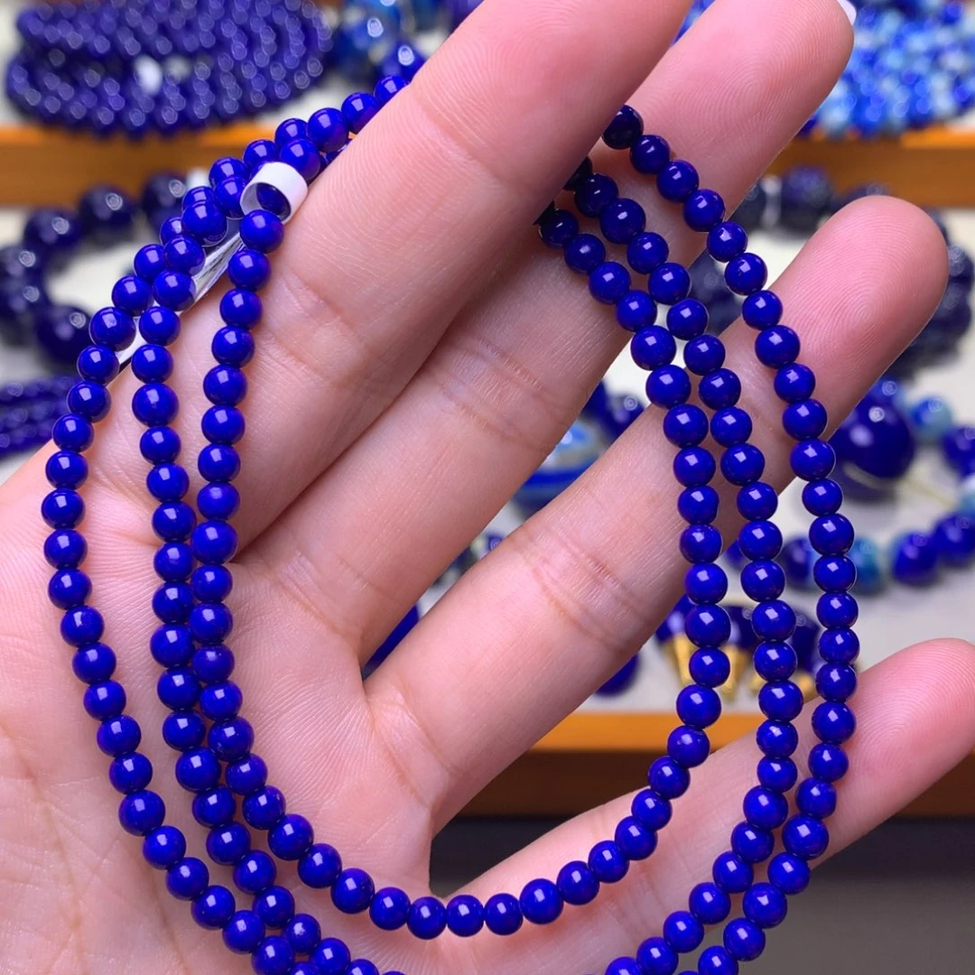 青金石未镶嵌手串4mm4圈