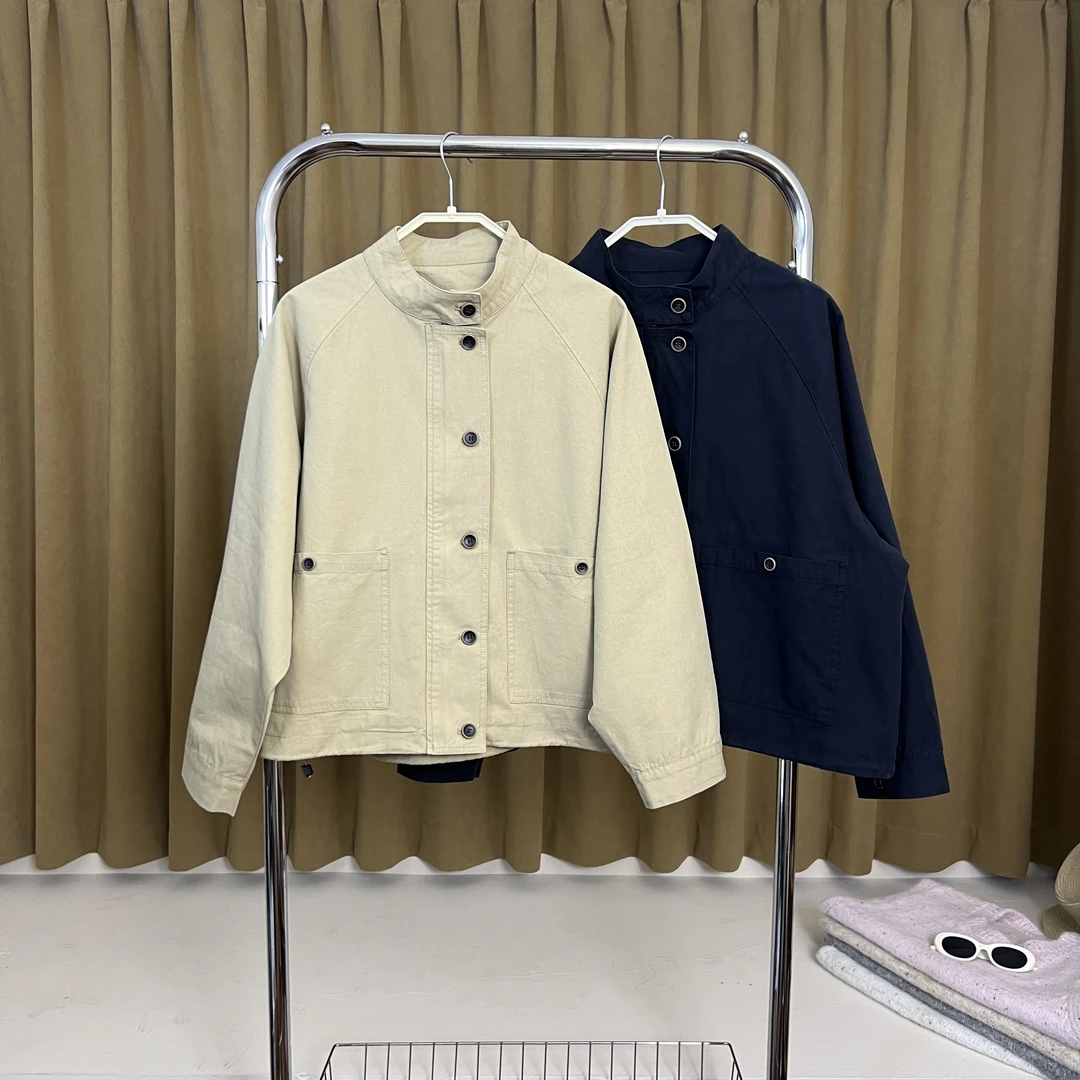 短款立领外套女春季小个子休闲工装上衣2025新款宽松百搭显瘦