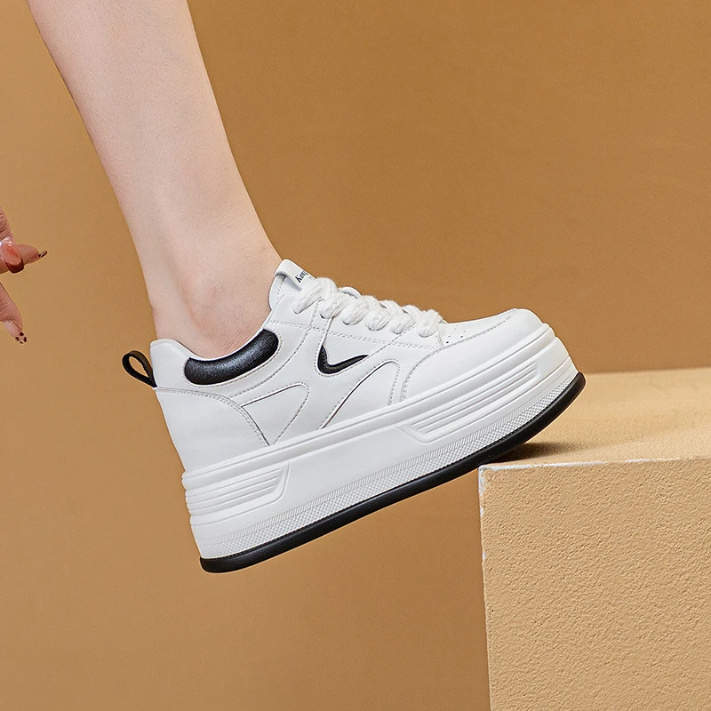 2025年春秋新款女单鞋8公分小白鞋矮个子厚底运动休闲内增高板鞋