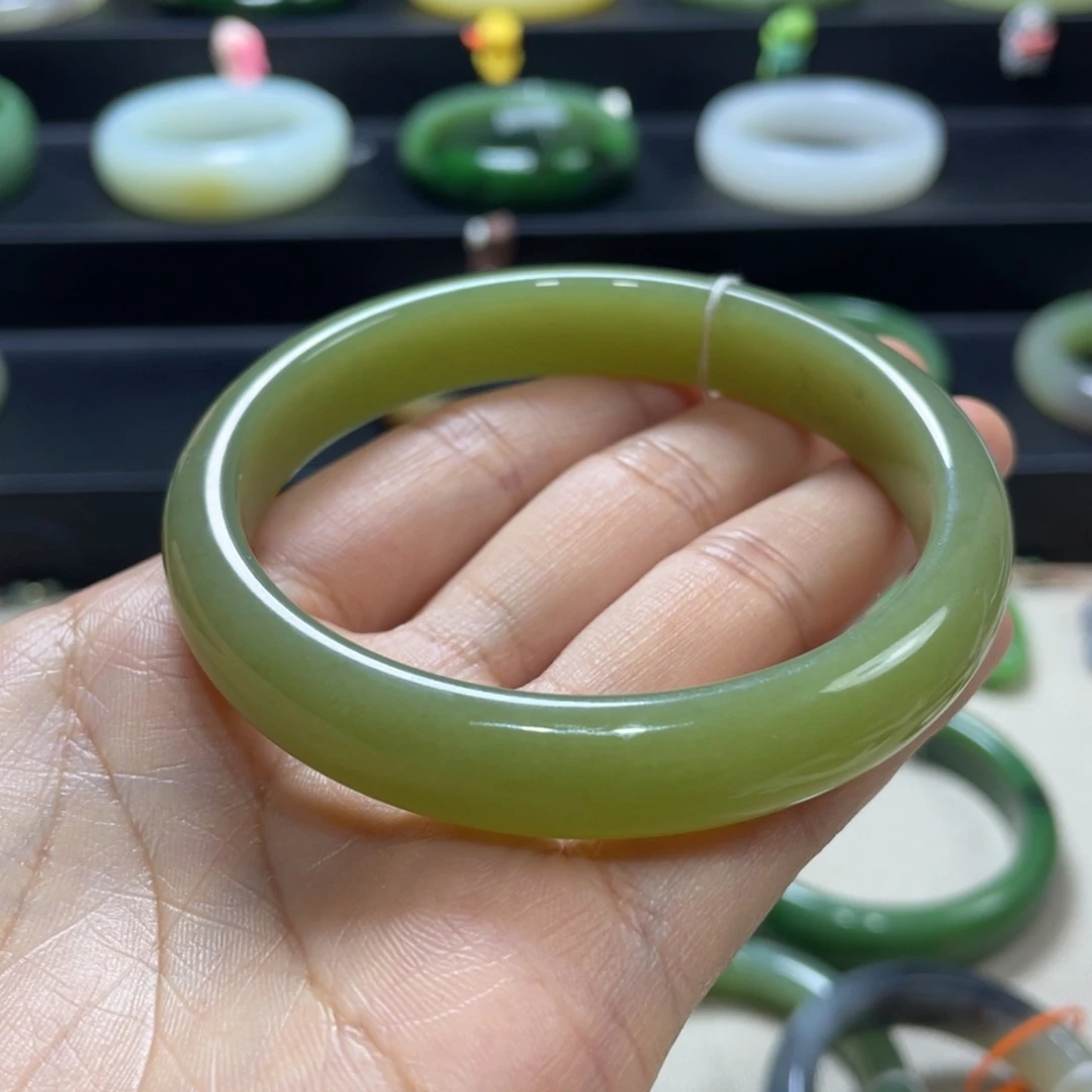 和田玉未镶嵌手镯新疆青黄口60-61圈口