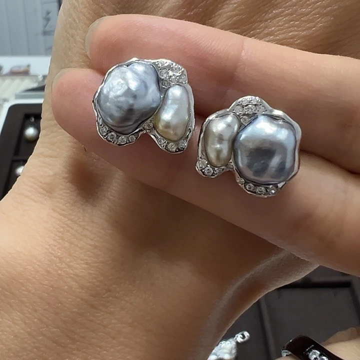 银S925镶嵌耳饰海水珍珠炫****装