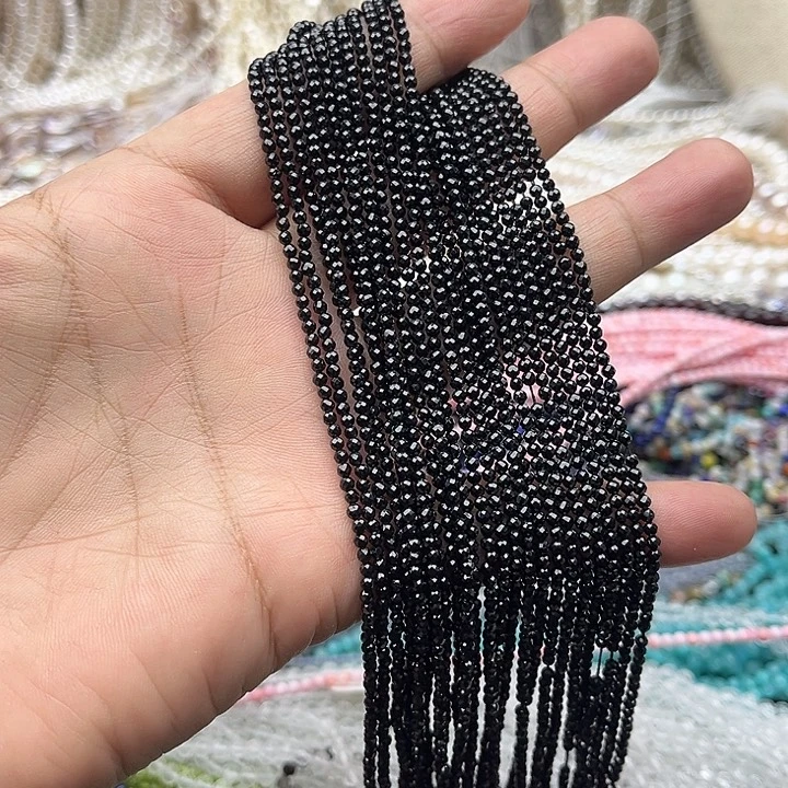 玛瑙/玉髓未镶嵌珠宝半成品一条2mm左右黑尖晶