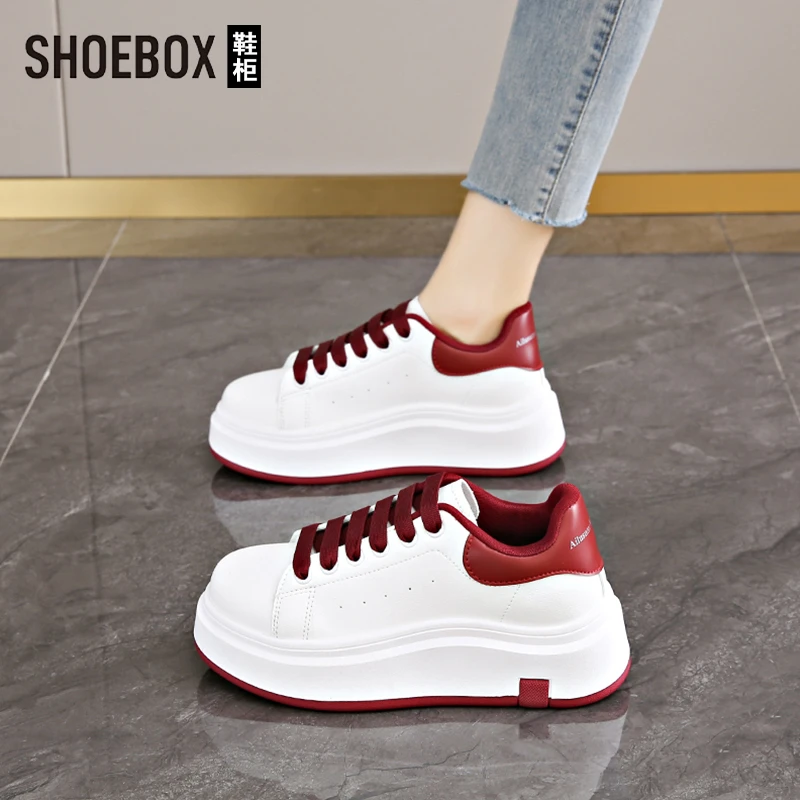 SHOEBOX鞋柜韩版百搭小白鞋女款2025春季爆款休闲防滑运动板鞋