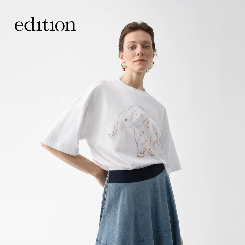 【商场同款】edition2025新款大象印花短袖T恤#EBE2TEE014
